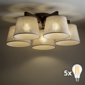 BRILAGI - LED Żyrandol natynkowy LATTE 5xE27/15W/230V sosna/kremowy