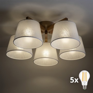 BRILAGI - LED żyrandol natynkowy LATTE SABIA 5xE27/15W/230V sosna/biały