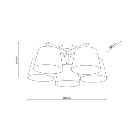 BRILAGI - LED żyrandol natynkowy LATTE SABIA 5xE27/15W/230V sosna/biały