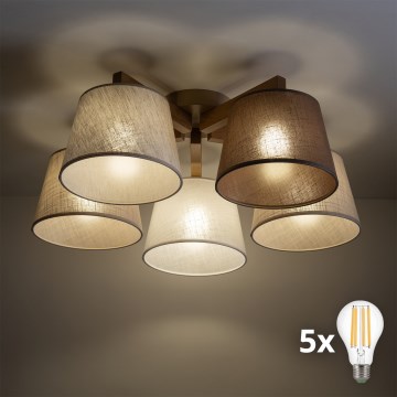 BRILAGI - LED Żyrandol natynkowy LATTE SABIA 5xE27/15W/230V sosna/mix