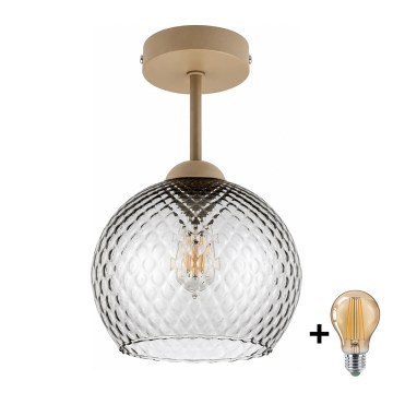 BRILAGI - LED Żyrandol natynkowy RETRO GLASS 1xE27/60W/230V średnica 25 cm beżowy/szary dymny