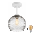 BRILAGI - LED Žyrandol natynkowy RETRO GLASS 1xE27/60W/230V średnica 25 cm biały/dymnoszary