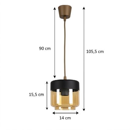 Brilagi - Żyrandol LED na przewodzie RETRO GLASS 1xE27/60W/230V śr. 14 cm brązowy/dymny beż/czarny