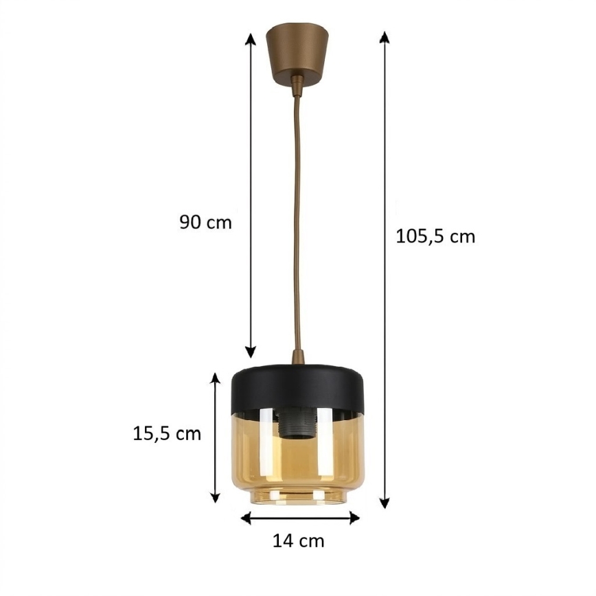 Brilagi - Żyrandol LED na przewodzie RETRO GLASS 1xE27/60W/230V śr. 14 cm brązowy/dymny beż/czarny