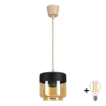 Brilagi - LED Żyrandol RETRO GLASS 1xE27/60W/230V śr. 14 cm beżowy/dymiony beżowy/czarny