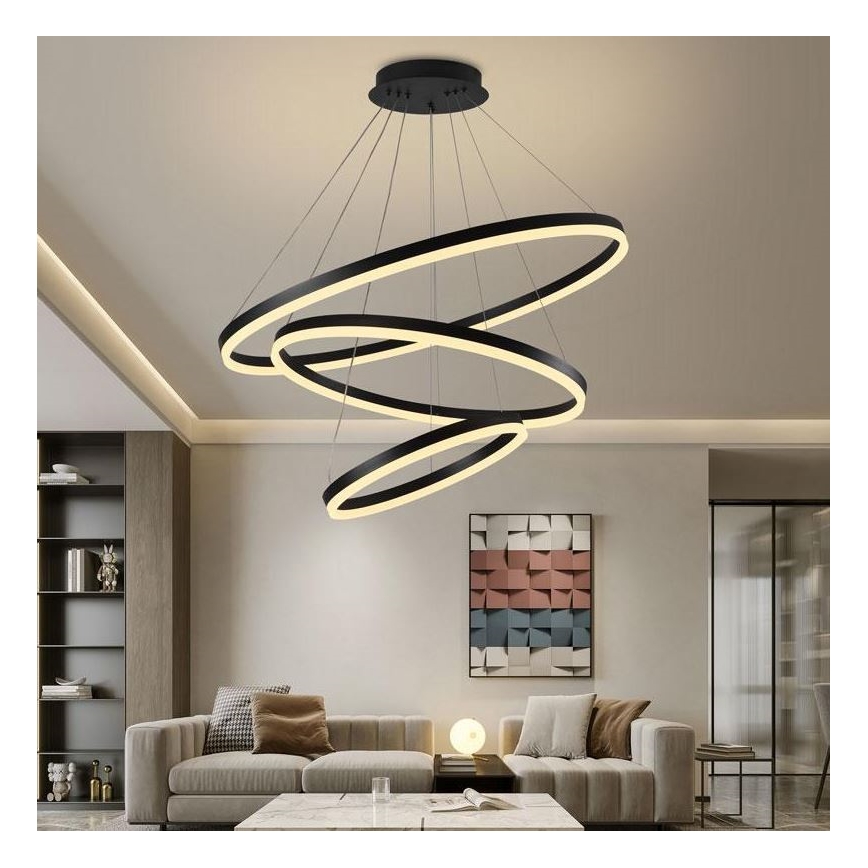 Brilagi - LED Żyrandol ściemnialny na lince CIRCLE LED/125W/230V 3000-6500K czarny + zdalne sterowanie