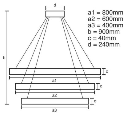 Brilagi - LED Żyrandol ściemnialny na lince CIRCLE LED/125W/230V 3000-6500K czarny + zdalne sterowanie