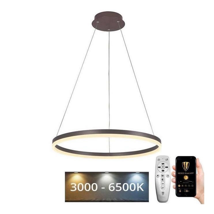 Brilagi - LED Żyrandol ściemnialny na lince CIRCLE LED/42W/230V 3000-6500K brązowy + pilot zdalnego sterowania