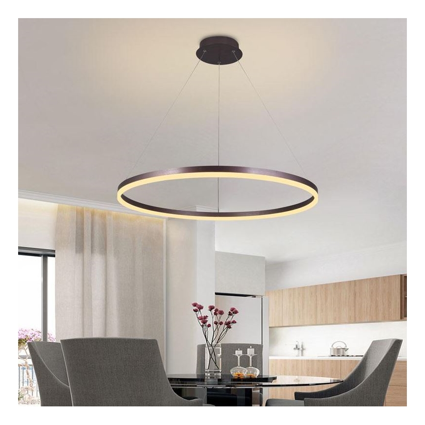 Brilagi - LED Żyrandol ściemnialny na lince CIRCLE LED/55W/230V 3000-6500K brązowy + zdalne sterowanie