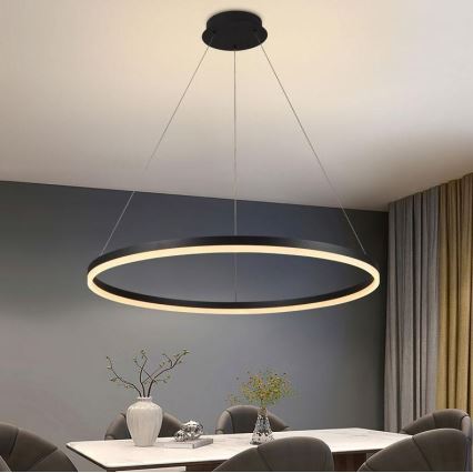 Brilagi - LED Żyrandol ściemnialny na lince CIRCLE LED/55W/230V 3000-6500K czarny + zdalne sterowanie