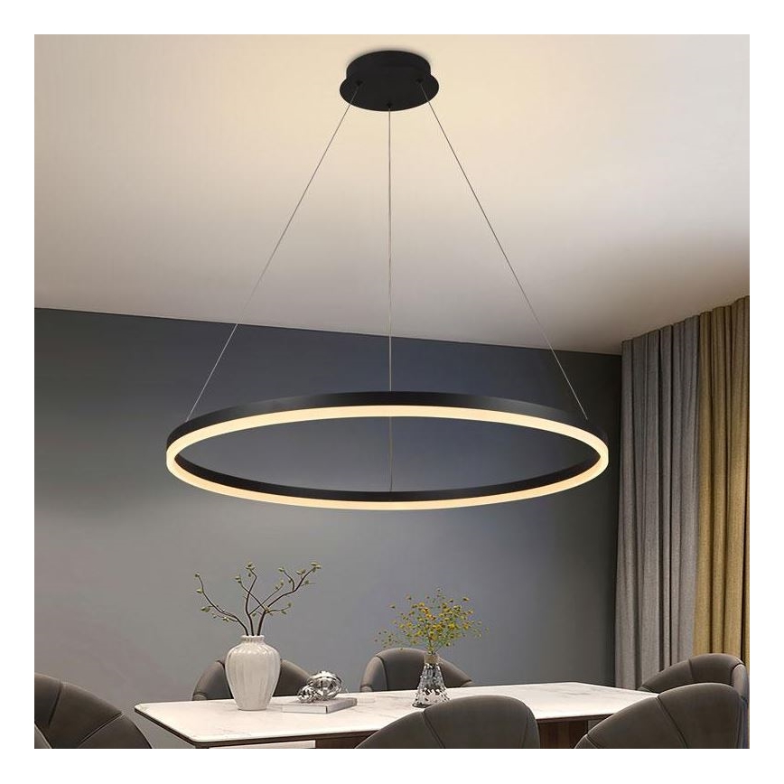 Brilagi - LED Żyrandol ściemnialny na lince CIRCLE LED/55W/230V 3000-6500K czarny + zdalne sterowanie