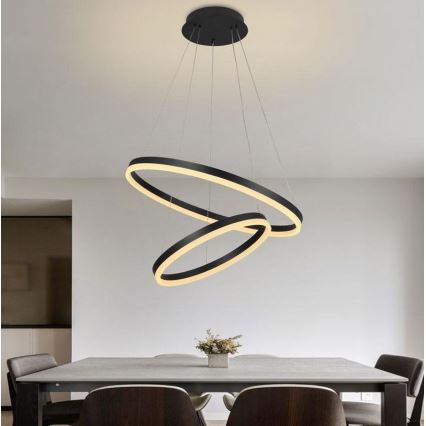 Brilagi - LED Żyrandol ściemnialny na lince CIRCLE LED/70W/230V 3000-6500K czarny + zdalne sterowanie