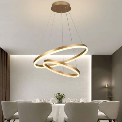 Brilagi - LED Żyrandol ściemnialny na lince CIRCLE LED/70W/230V 3000-6500K złoty + zdalne sterowanie