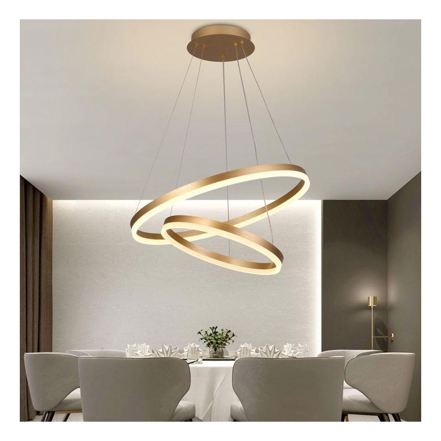 Brilagi - LED Żyrandol ściemnialny na lince CIRCLE LED/70W/230V 3000-6500K złoty + zdalne sterowanie