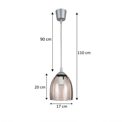 Brilagi - Lampa wisząca LED na przewodzie RETRO GLASS 1xE27/60W/230V śr. 17 cm srebrna/dymno-beżowa