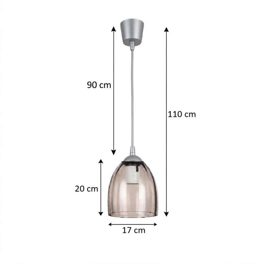 Brilagi - Lampa wisząca LED na przewodzie RETRO GLASS 1xE27/60W/230V śr. 17 cm srebrna/dymno-beżowa