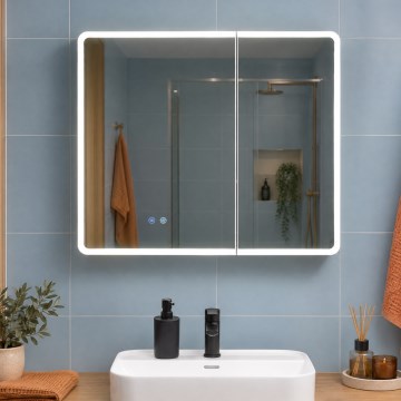 BRILAGI - Lustrzana szafka łazienkowa LED z podświetleniem NOTO DOUBLE 78x70 cm
