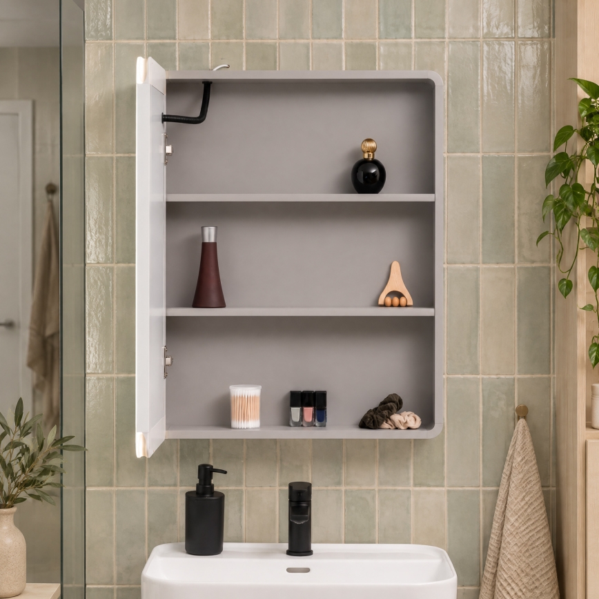 BRILAGI - Lustrzana szafka łazienkowa z podświetleniem LED AVOLA SINGLE 55x70 cm