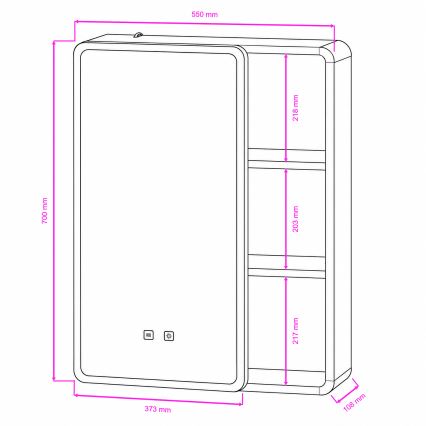 BRILAGI - Lustrzana szafka łazienkowa z podświetleniem LED AVOLA SINGLE 55x70 cm