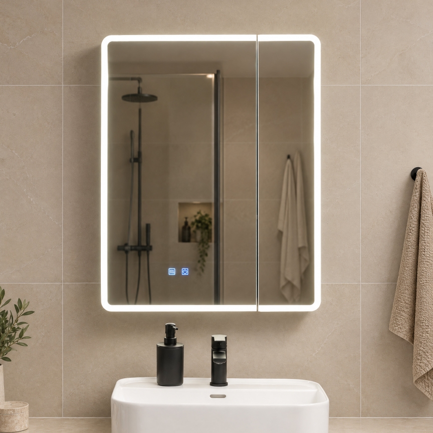 BRILAGI - Lustrzana szafka łazienkowa z podświetleniem LED BRONTE DOUBLE 60x75 cm