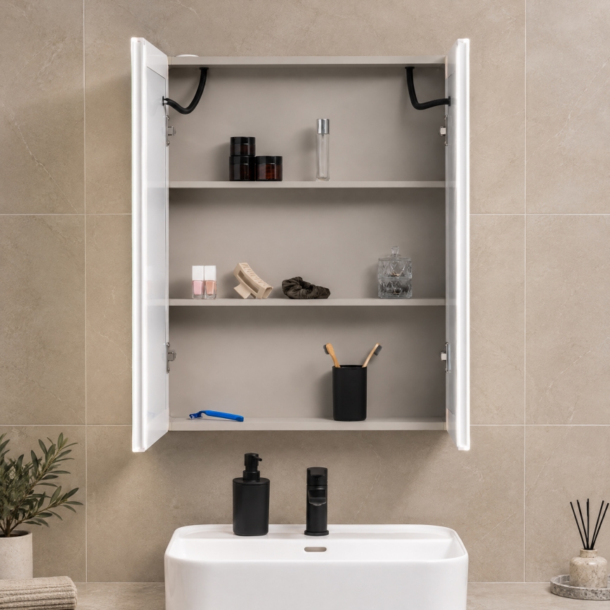 BRILAGI - Lustrzana szafka łazienkowa z podświetleniem LED BRONTE DOUBLE 60x75 cm