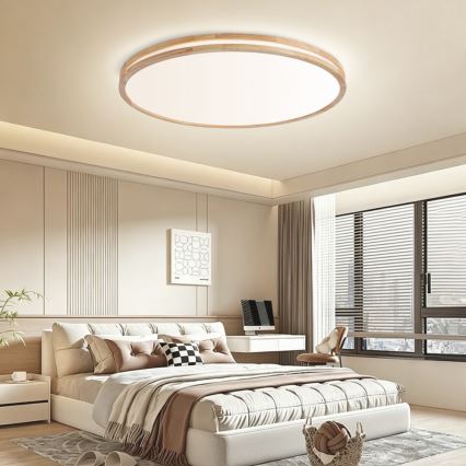Brilagi - LED ściemnialna oprawa sufitowa MOLINA LED/128W/230V 3000-6000K dąb śr. 100 cm + pilot zdalnego sterowania