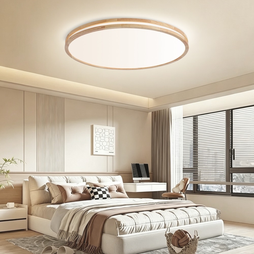 Brilagi - LED ściemnialna oprawa sufitowa MOLINA LED/128W/230V 3000-6000K dąb śr. 100 cm + pilot zdalnego sterowania