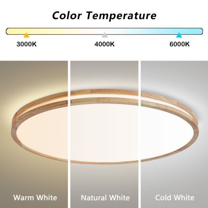 Brilagi - LED ściemnialna oprawa sufitowa MOLINA LED/128W/230V 3000-6000K dąb śr. 100 cm + pilot zdalnego sterowania