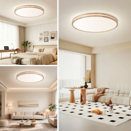 Brilagi - LED ściemnialna oprawa sufitowa MOLINA LED/128W/230V 3000-6000K dąb śr. 100 cm + pilot zdalnego sterowania