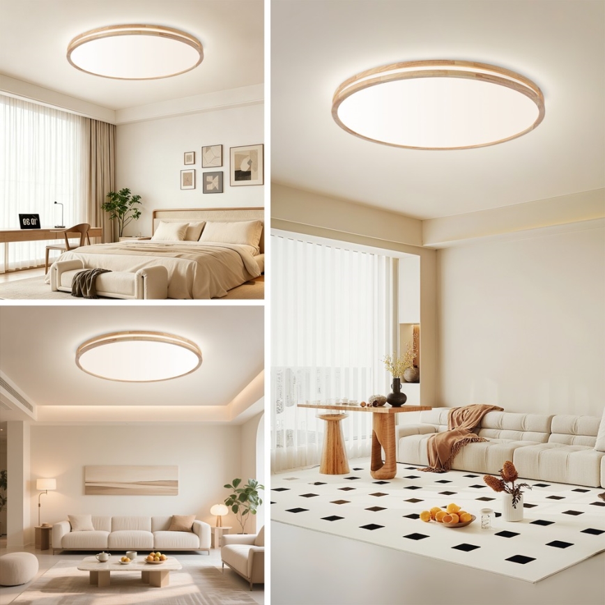 Brilagi - LED ściemnialna oprawa sufitowa MOLINA LED/128W/230V 3000-6000K dąb śr. 100 cm + pilot zdalnego sterowania