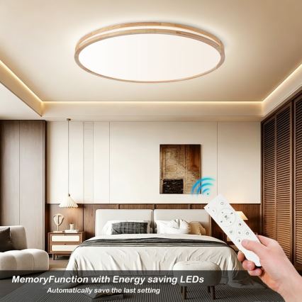 Brilagi - LED ściemnialna oprawa sufitowa MOLINA LED/128W/230V 3000-6000K dąb śr. 100 cm + pilot zdalnego sterowania