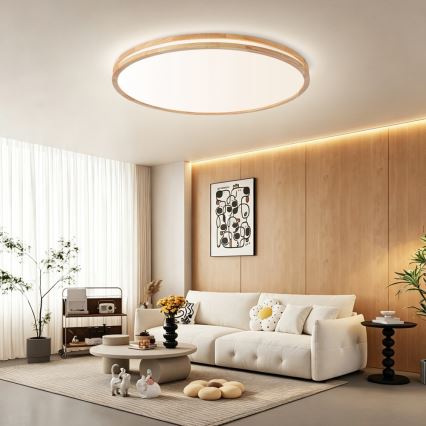 Brilagi - LED ściemnialna oprawa sufitowa MOLINA LED/128W/230V 3000-6000K dąb śr. 100 cm + pilot zdalnego sterowania