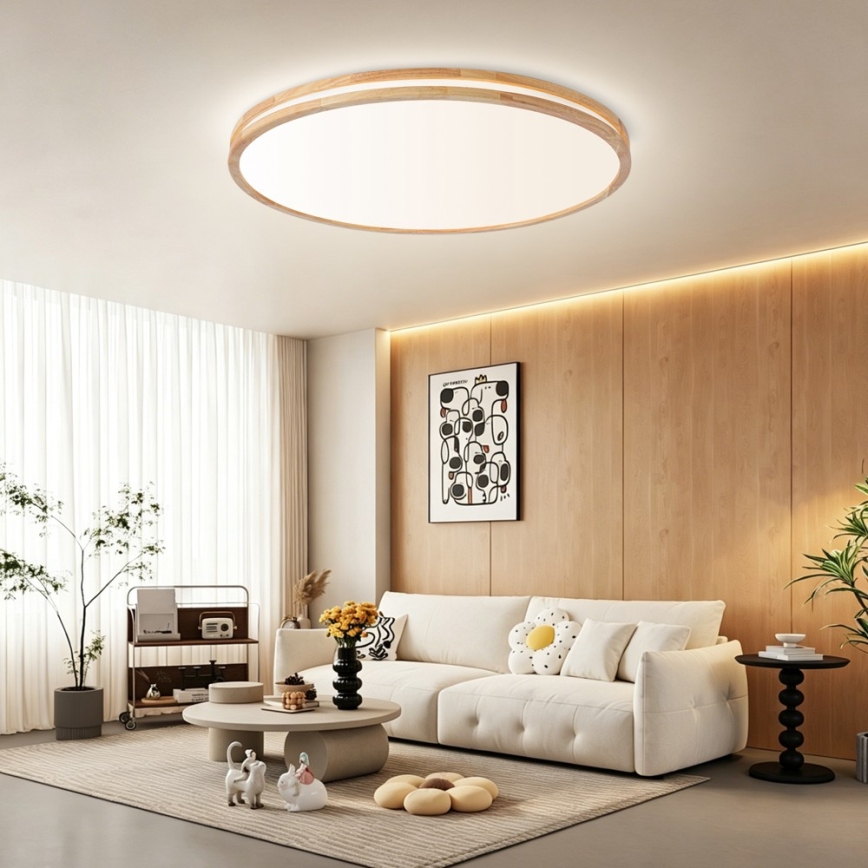 Brilagi - LED ściemnialna oprawa sufitowa MOLINA LED/128W/230V 3000-6000K dąb śr. 100 cm + pilot zdalnego sterowania