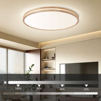 Brilagi - LED ściemnialna oprawa sufitowa MOLINA LED/128W/230V 3000-6000K dąb śr. 100 cm + pilot zdalnego sterowania