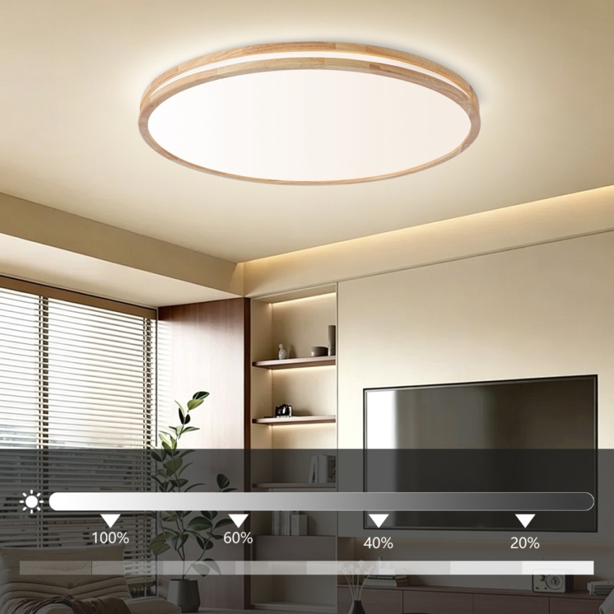 Brilagi - LED ściemnialna oprawa sufitowa MOLINA LED/128W/230V 3000-6000K dąb śr. 100 cm + pilot zdalnego sterowania