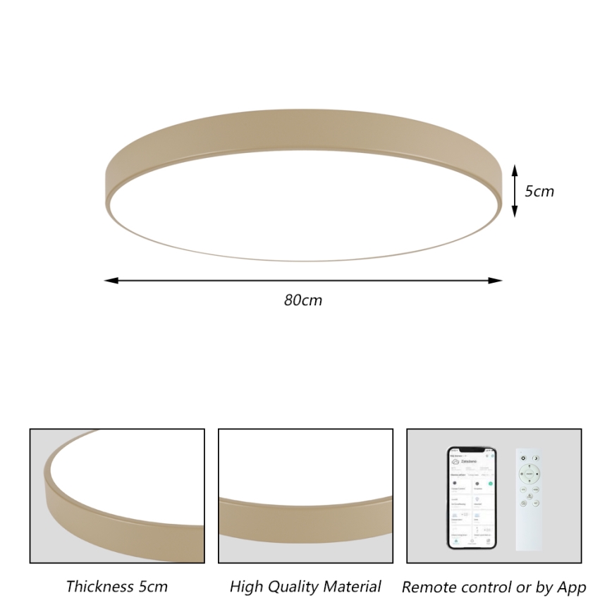 Brilagi - ściemnialna oprawa sufitowa LED POOL SMART LED/100W/230V 3000-6000K 80 cm beżowa Wi-Fi Tuya + pilot zdalnego sterowania
