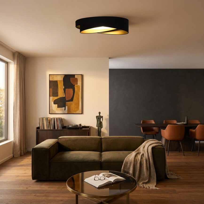 BRILAGI - ściemnialna oprawa sufitowa LED VELVET TWIST LED/36W/230V 3000-6000K średnica 65 cm Wi-Fi Tuya Beacon czarna/złota + pilot zdalnego sterowania