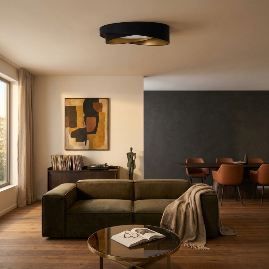BRILAGI - ściemnialna oprawa sufitowa LED VELVET TWIST LED/36W/230V 3000-6000K średnica 65 cm Wi-Fi Tuya Beacon czarna/złota + pilot zdalnego sterowania