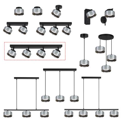 Brilagi - Oprawa punktowa AURA LUX 4xGX53/30W/230V czarna/przydymiona