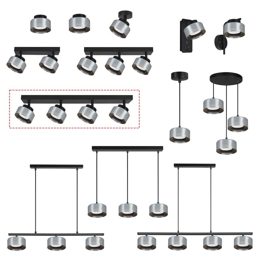 Brilagi - Oprawa punktowa AURA LUX 4xGX53/30W/230V czarna/przydymiona
