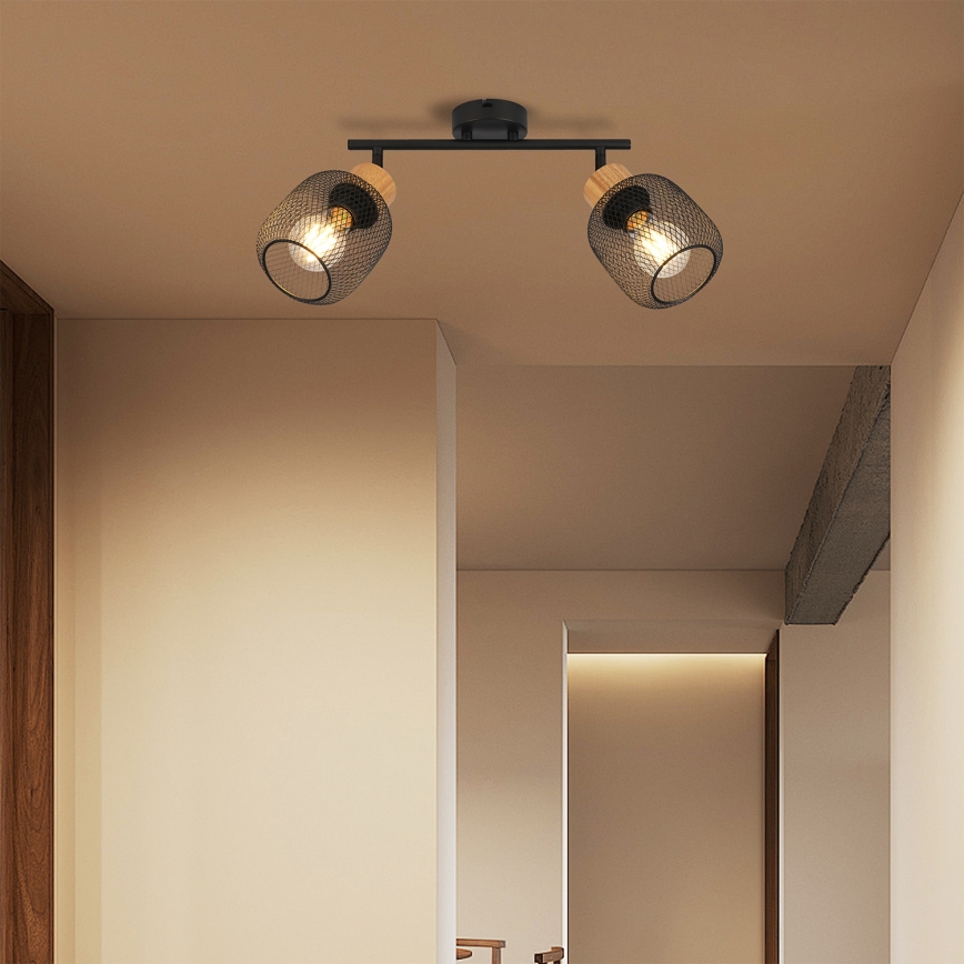 Brilagi - Oprawa punktowa BASKLITE 2xE27/15W/230V drewno/czarny