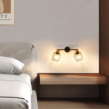 Brilagi - Oprawa punktowa BASKLITE 2xE27/15W/230V drewno/czarny