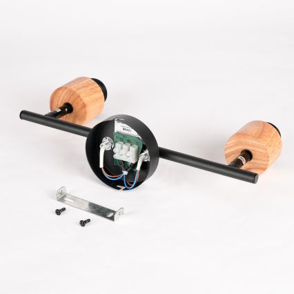 Brilagi - Oprawa punktowa BASKLITE 2xE27/15W/230V drewno/czarny