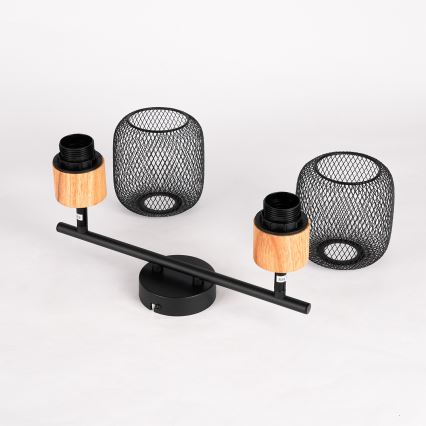 Brilagi - Oprawa punktowa BASKLITE 2xE27/15W/230V drewno kauczukowe/czarny
