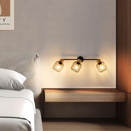 Brilagi - Oprawa punktowa BASKLITE 3xE27/15W/230V drewno/czarny