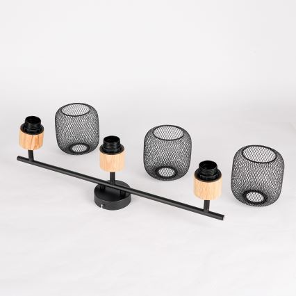 Brilagi - Oprawa punktowa BASKLITE 3xE27/15W/230V drewno/czarny