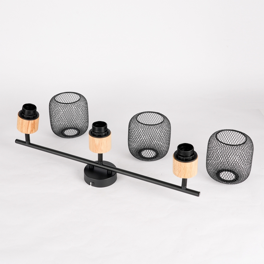 Brilagi - Oprawa punktowa BASKLITE 3xE27/15W/230V drewno/czarny