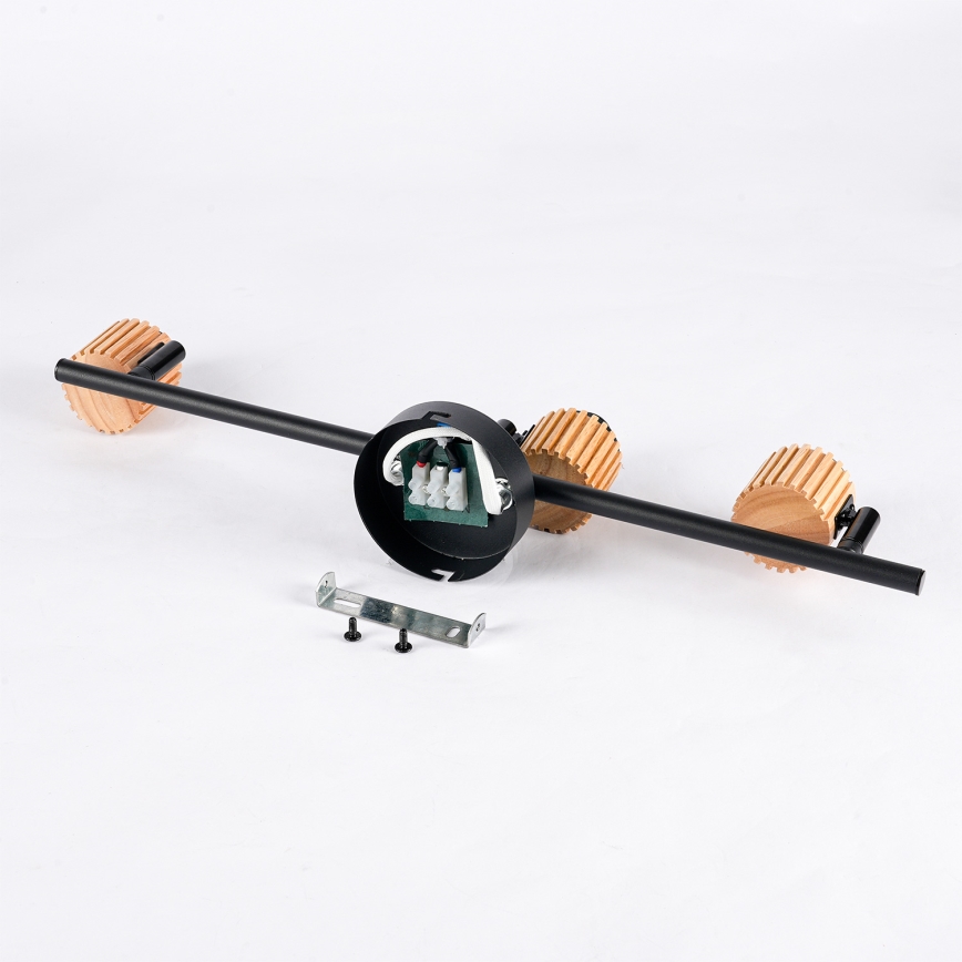 Brilagi - Oprawa punktowa BASKLITE 3xE27/15W/230V drewno/czarny