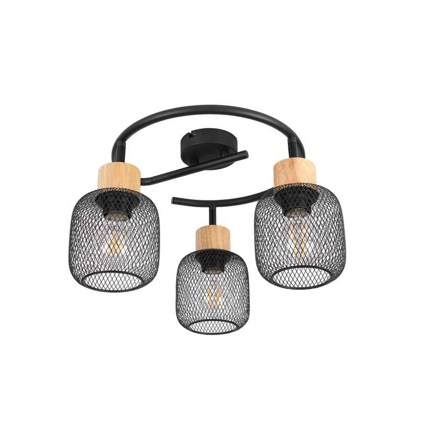Brilagi - Oprawa punktowa BASKLITE 3xE27/15W/230V drewno/czarny