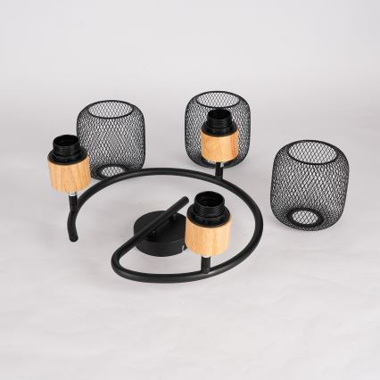 Brilagi - Oprawa punktowa BASKLITE 3xE27/15W/230V drewno/czarny